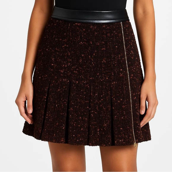 Per Se Dresses & Skirts - Per Se Black and Red Orange Textured Wool Tweed Skirt